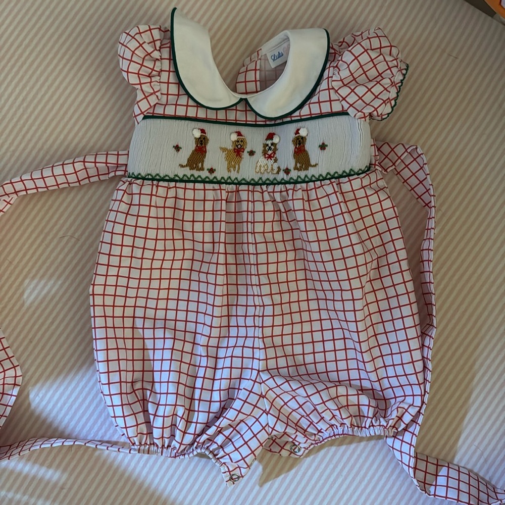 Lulu Bebe 3 Month Christmas Romper Girls